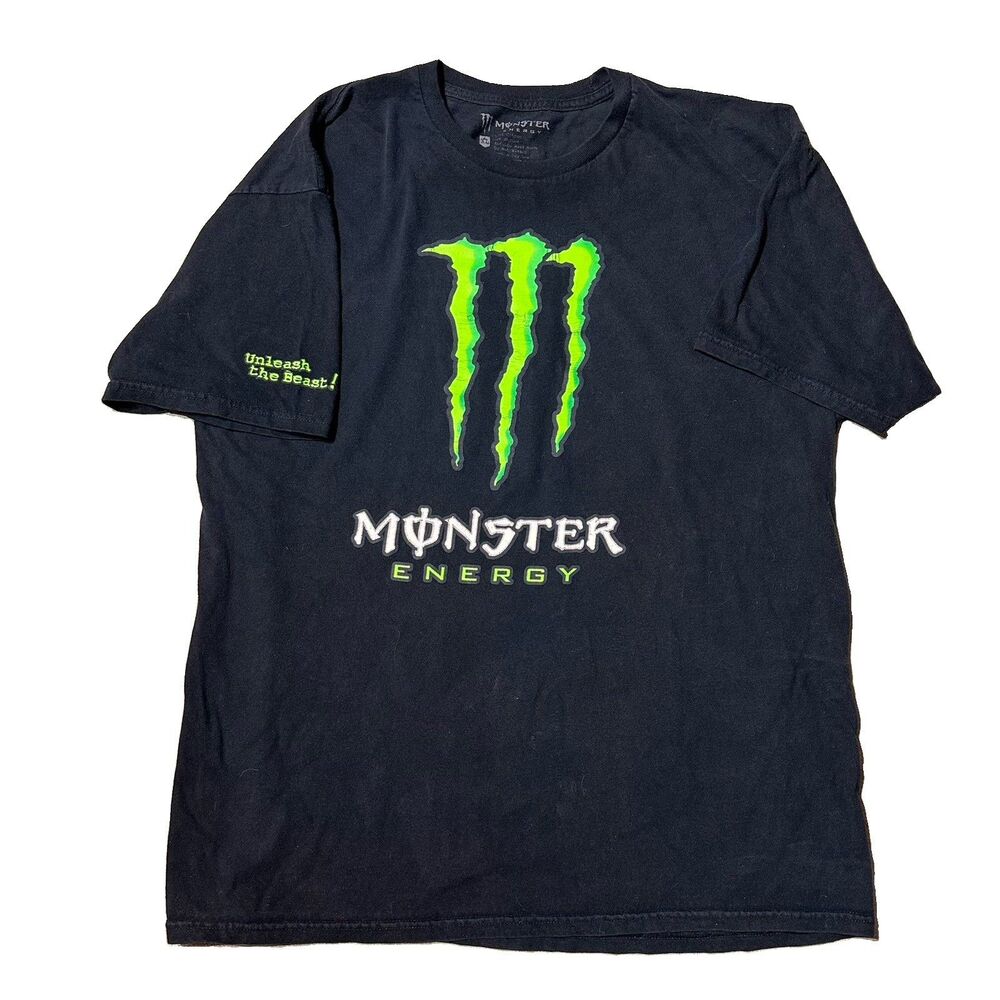 Vintage Y2K Monster Energy T-shirt Motocross Fox Skater Mens XL Black